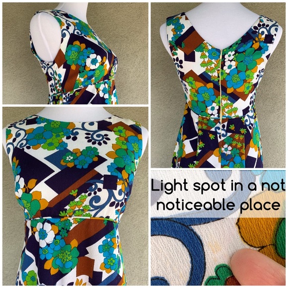 🌺 Vintage Hawaiian Barkcloth Dress Mod Print Tiki 🌺 - Picture 4 of 13